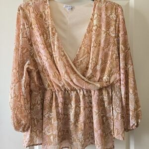 Women's plus size Ophelia Roe faux wrap style blouse long sleeve 2x